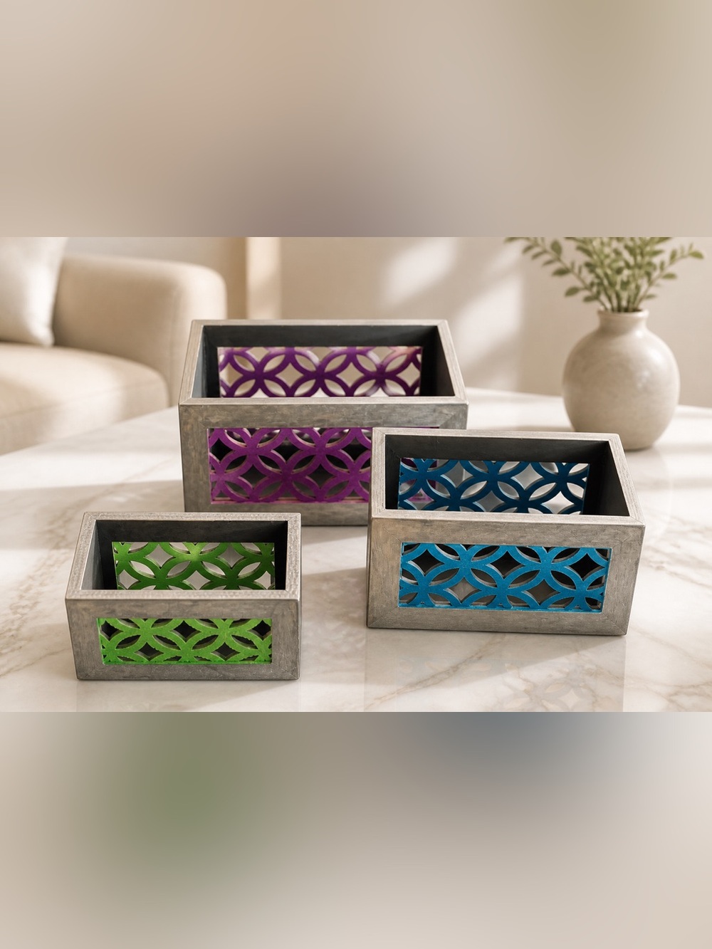 Hand Crafted Decorative Wooden Boxes - Set of 3